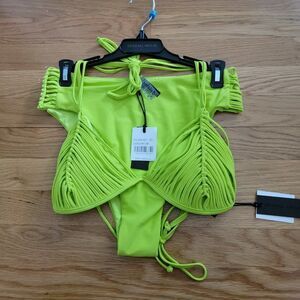 Kendall + Kylie Women's Sunny Lime green Bikini Top & Bottom Swimsuit Sz…
